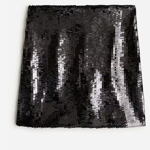 NWT J Crew Black Sequin Lined Zip Back Mini Skirt 20